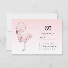 Cartão RSVP Ilustração de Flamingo Cor-de-Rosa