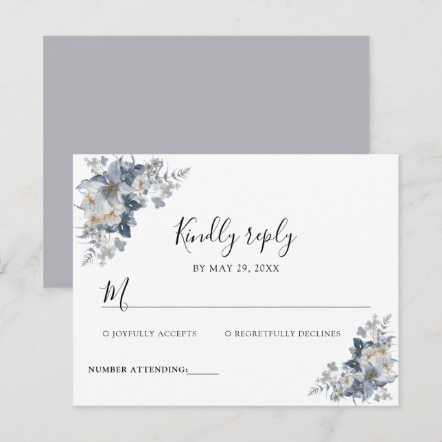 Cartão RSVP ilustração em aquarela rústica de um floral  (Frente/Verso)