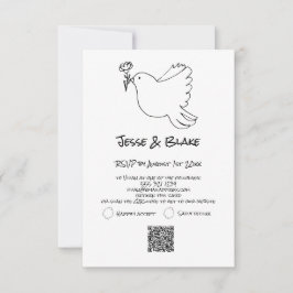 Cartão RSVP Ilustrações de Dodle Casadas em Preto e Branco