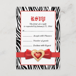 Cartão RSVP Impressão de zebra branca preta e casamento de jo