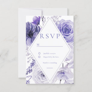 Cartão RSVP Indigo Floral Frame Wedding
