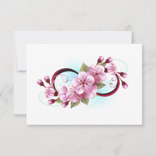Cartão RSVP Infinidade com Flores de Flor Sakura