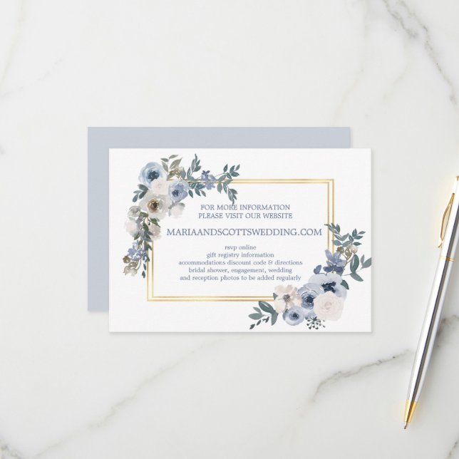 Cartão RSVP Informações sobre Casamento Floral Branco de Cinza (Frente/Verso In Situ)