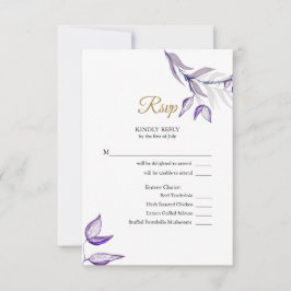 Cartão RSVP Inglês - Español Purple Foliage Follaje Púrpura