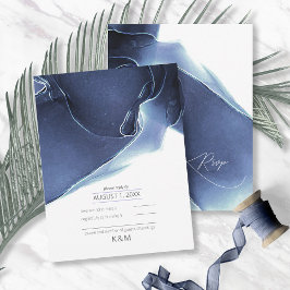 Cartão RSVP Ink Flow Wedding Blue ID762