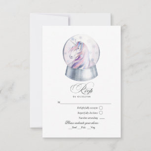 Cartão RSVP Inverno de Glitter de Aquarela