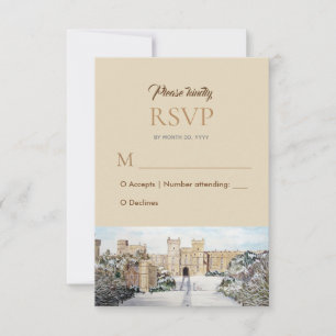 Cartão RSVP Inverno no Casamento no Castelo de Windsor Respost