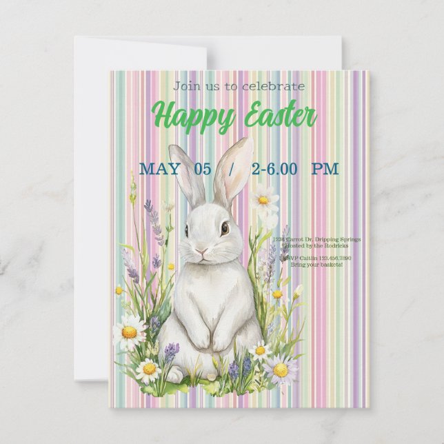 Cartão RSVP invitation to Easter with Peter Rabbit (Frente)