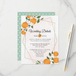 Cartão RSVP Invólucro de Detalhes do Casamento de Citros Laran