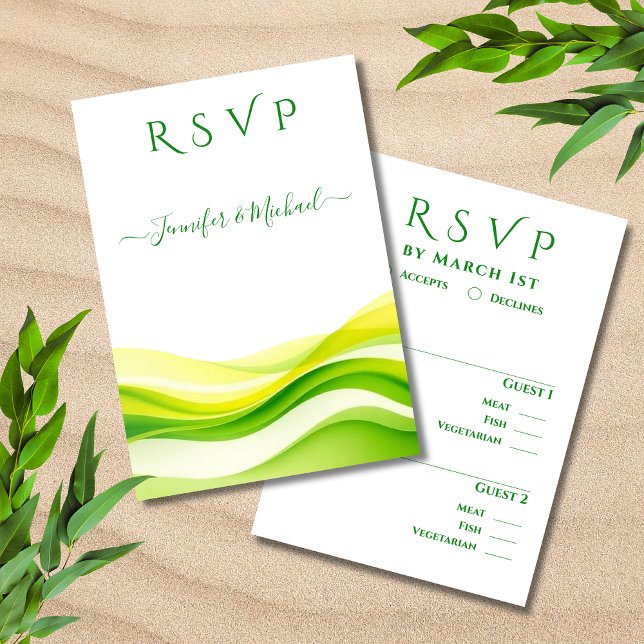 Cartão RSVP Island Citrus Wedding Meal options (Island Citrus Green and Yellow Wedding Meal options RSVP Card)