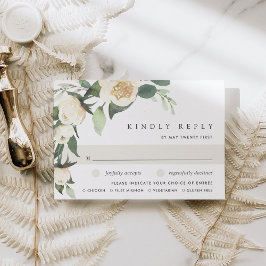 Cartão RSVP Ivory Bloom Watercolor Floral Weding Meal Choice