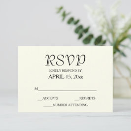 Cartão RSVP Ivory Color Simple Style Wedding