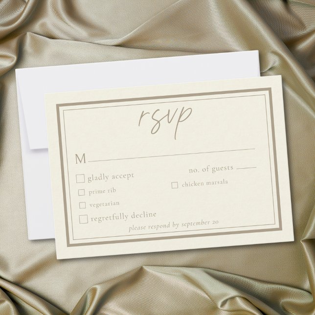 Cartão RSVP Ivory Cream Minimalist Frame Wedding (Ivory Cream Minimalist Frame Wedding RSVP Card)