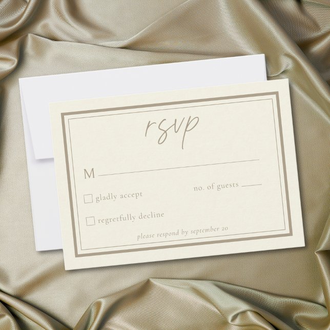 Cartão RSVP Ivory Cream Minimalist Frame Wedding (Ivory Cream Minimalist Frame Wedding RSVP Card)