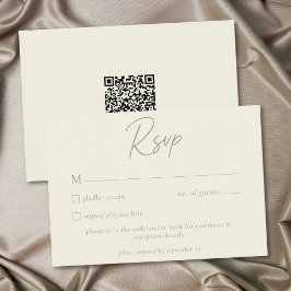 Cartão RSVP Ivory Cream Minimalista Folha Bolota Casamento de