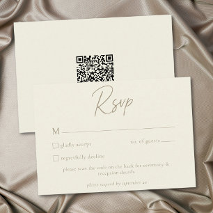 Cartão RSVP Ivory Cream Minimalista Folha Bolota Casamento de