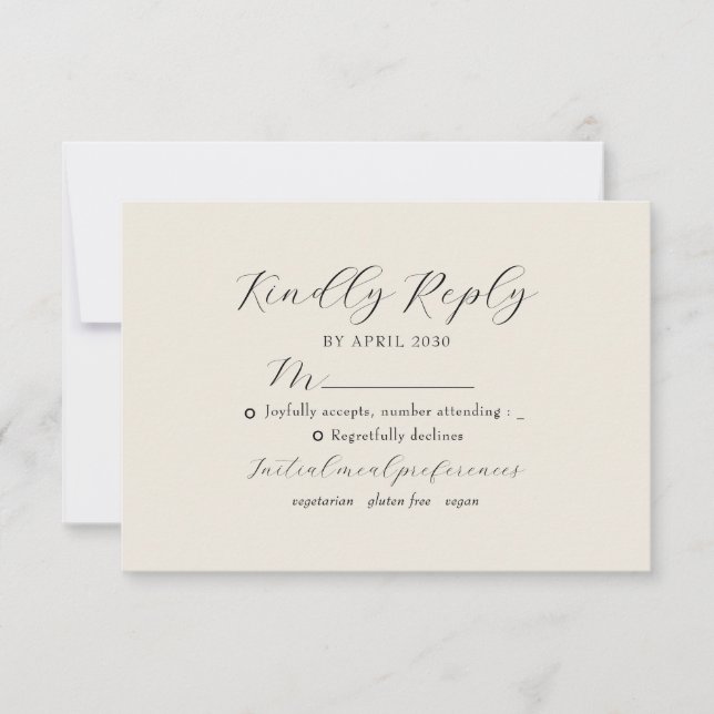 Cartão RSVP Ivory Floral Monogram Wedding (Frente)