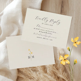 Cartão RSVP Ivory Floral Monogram Wedding