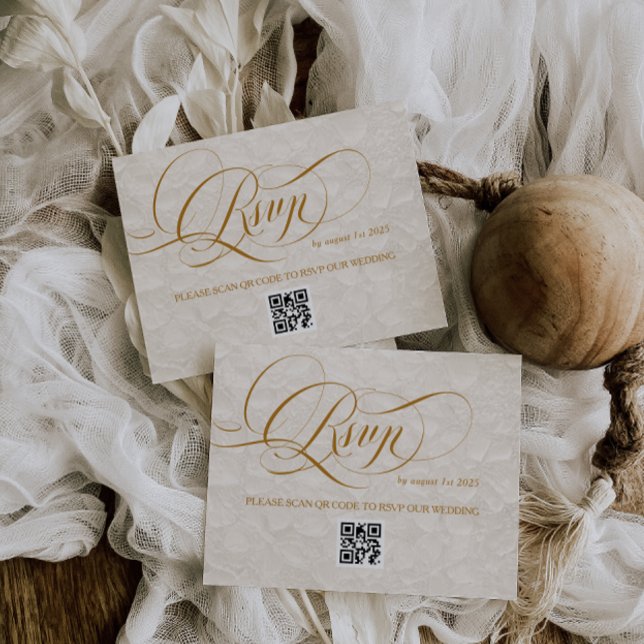 Cartão RSVP Ivory Floral Romântica Calliografia Casada (Criador carregado)