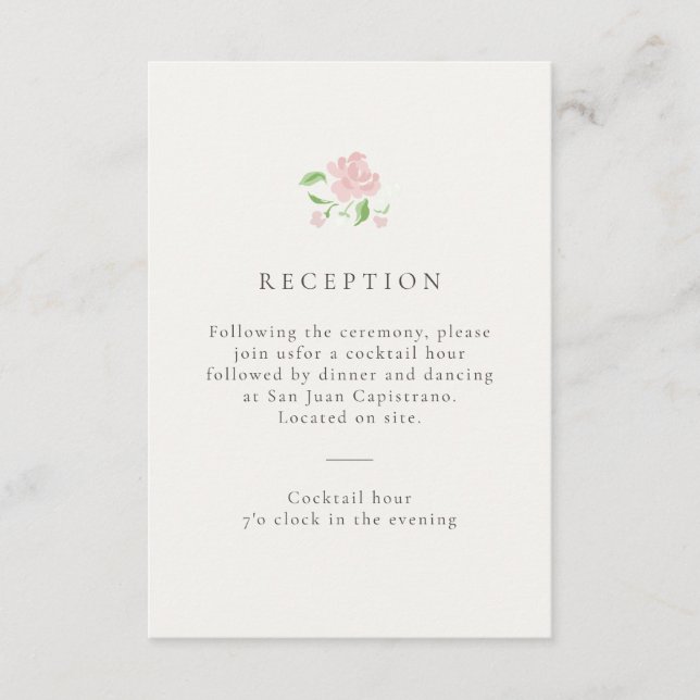 Cartão RSVP Ivory| Floral Rose Wedding Reception Card (Frente)