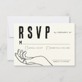 Cartão RSVP Ivory Hand Drawn Illustration Minimalist Wedding 