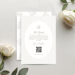 Cartão RSVP Ivory & Sand | Floral Stripe Oval Response Card