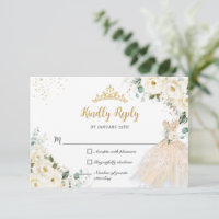 Ivory White Floral Champanhe Vestido Quinceañera X
