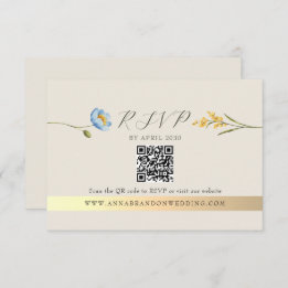Cartão RSVP Ivory Wildflower QR Code Wedding