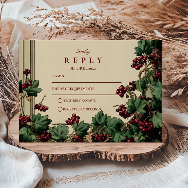 Cartão RSVP Ivy Romântica e Casamento Berry (Criador carregado)