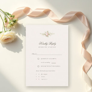 Cartão RSVP Jantar de Casamento Floral Cor-de-Rosa Etéreo Jard