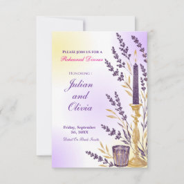 Cartão RSVP Jantar de Ensaios com Vela Lilás Elegante