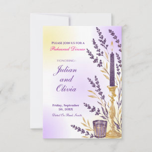 Cartão RSVP Jantar de Ensaios com Vela Lilás Elegante