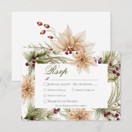 Cartão RSVP Janto Branco Boho Winter Greenery Boughs