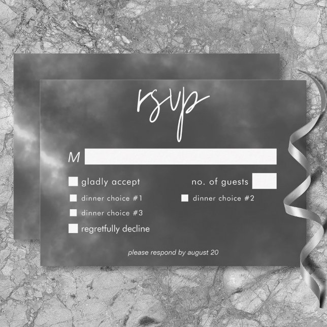 Cartão RSVP Janto de Casamento de Embriões Gótica Black & Whit (Criador carregado)