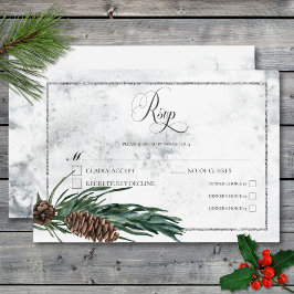 Cartão RSVP Janto de Casamento de Wreath e Red Cardinal