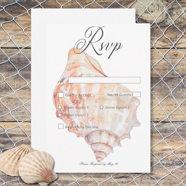 Cartão RSVP Janto de Palmas Modernas e Cena de Praia da Waterc (Watercolor Modern Palms & Beach Scene Dinner RSVP Card)