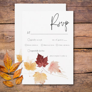Cartão RSVP Janto Rustic Delicate Burgundy & Rust Fall