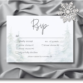 Cartão RSVP Janto Rustic Mountain Winter Scene Watercolor