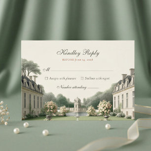 Cartão RSVP Jardim Atemporal   Casamento em Castelo Francês
