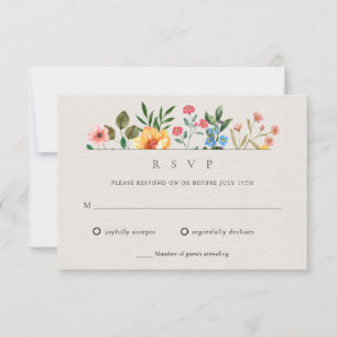 Cartão RSVP Jardim Botânico de Flores Silvestres Casamento