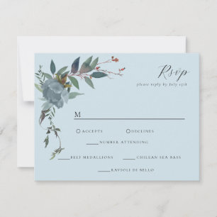 Cartão RSVP Jardim Botânico de Marinho Azul Elegante