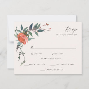 Cartão RSVP Jardim Botânico Elegante Marsala Peach