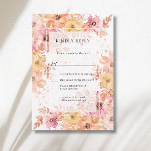 Cartão RSVP Jardim Botânico Floral Pastel Casamento Romântico