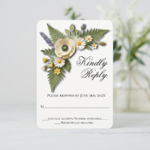 Cartão RSVP Jardim de Casamento com Flores Silvestres Brancas