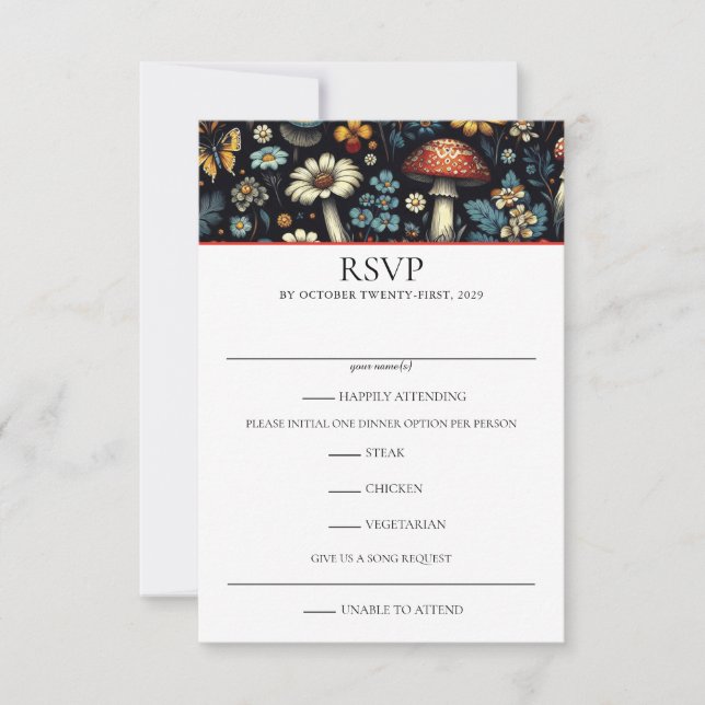 Cartão RSVP Jardim de Cottagecore (Frente)