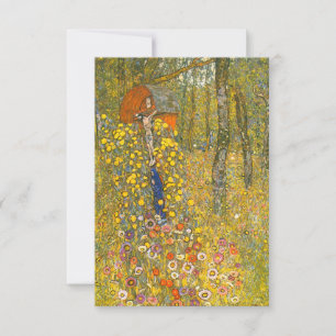 Cartão RSVP Jardim de Fazenda Gustav Klimt com Crucifix