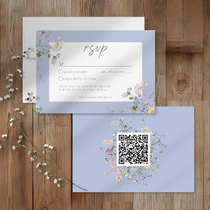 Cartão RSVP Jardim de Flores Silvestres Azuis Casamento Elegan