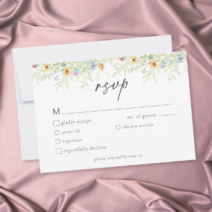Cartão RSVP Jardim de Flores Silvestres Casamento Floral Rústi