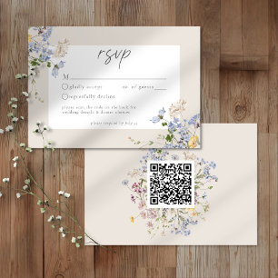 Cartão RSVP Jardim de Flores Silvestres Creme Casamento Elegan