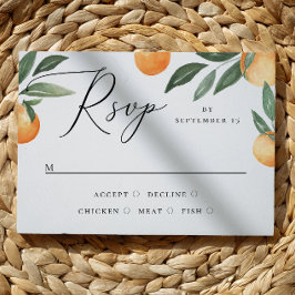 Cartão RSVP Jardim de laranja com aquarela. Casamento floral d